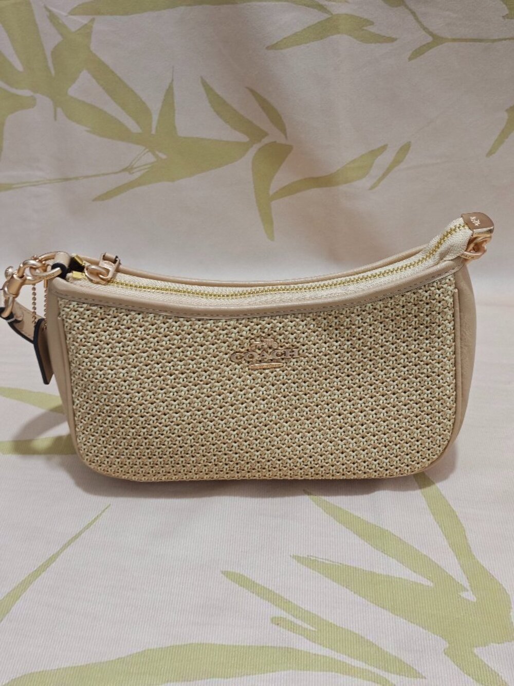 Beige Coach Straw Shoulder Crossbody Bag - Picture 2 of 12